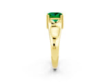 Yellow gold Princess Cut Emerald Solitaire Ring with Wide Band and Prong Setting_2
