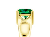 Yellow gold Princess Cut Emerald Solitaire Ring with Wide Band and Prong Setting_5