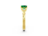 Yellow gold Princess Cut Emerald Solitaire Twist Band Prong Setting Ring_61