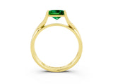 Yellow gold Princess Cut Emerald Solitaire Twist Band Prong Setting Ring_62
