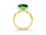 Yellow gold Princess Cut Emerald Solitaire Twisted Band with Round  Accents and Prong Setting_15