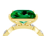 Yellow gold Princess Cut Emerald Solitaire Twisted Band with Round  Accents and Prong Setting_16