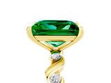 Yellow gold Princess Cut Emerald Solitaire Twisted Band with Round  Accents and Prong Setting_17