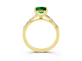 Yellow gold Princess Cut Emerald Solitaire with Side Baguettes and Channel Set Band_3