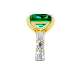 Yellow gold Princess Cut Emerald Solitaire with Side Baguettes and Channel Set Band_5