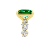 Yellow gold Princess Cut Emerald Solitaire with Side Stones, Pave Band, Four-Prong Setting_41