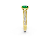 Yellow gold Princess Cut Emerald Split Shank Engagement Ring with Pavé Band_2