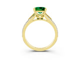 Yellow gold Princess Cut Emerald Split Shank Engagement Ring with Pavé Band_3