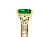 Yellow gold Princess Cut Emerald Split Shank Engagement Ring with Pavé Band_5