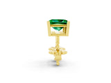 Yellow gold Princess Cut Emerald Stud Earrings_14