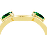 Yellow gold Princess Cut Emerald Two-Stone Open Band Ring with Four-Prong Setting_10