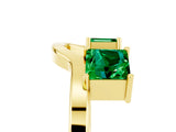 Yellow gold Princess Cut Emerald Two-Stone Open Band Ring with Four-Prong Setting_11