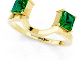 Yellow gold Princess Cut Emerald Two-Stone Open Band Ring with Four-Prong Setting_7