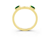 Yellow gold Princess Cut Emerald Two-Stone Open Band Ring with Four-Prong Setting_9