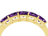 Yellow gold Princess Cut Five-Stone Amethyst Band with Prong Setting_10