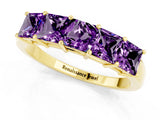 Yellow gold Princess Cut Five-Stone Amethyst Band with Prong Setting_7