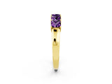 Yellow gold Princess Cut Five-Stone Amethyst Band with Prong Setting_8