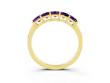 Yellow gold Princess Cut Five-Stone Amethyst Band with Prong Setting_9