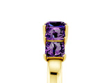 Yellow gold Princess Cut Five-Stone Amethyst Ring with Classic Prong Setting_11