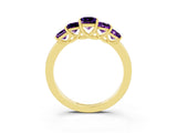 Yellow gold Princess Cut Five-Stone Amethyst Ring with Classic Prong Setting_9