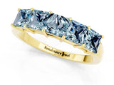 Yellow gold Princess Cut Five-Stone Aquamarine Band with Prong Setting_7