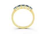 Yellow gold Princess Cut Five-Stone Aquamarine Band with Prong Setting_9