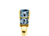 18K Yellow Gold Princess Cut Five-Stone Aquamarine Ring with Classic Prong Setting