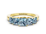 18K Yellow Gold Princess Cut Five-Stone Aquamarine Ring with Classic Prong Setting