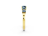 18K Yellow Gold Princess Cut Five-Stone Aquamarine Ring with Classic Prong Setting