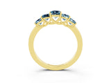 18K Yellow Gold Princess Cut Five-Stone Aquamarine Ring with Classic Prong Setting