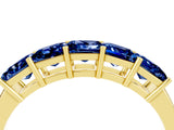 Yellow gold Princess Cut Five-Stone Blue Sapphire Band with Prong Setting_10