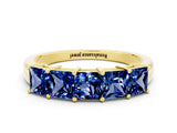 Yellow gold Princess Cut Five-Stone Blue Sapphire Band with Prong Setting_6