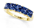 Yellow gold Princess Cut Five-Stone Blue Sapphire Band with Prong Setting_7