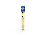 Yellow gold Princess Cut Five-Stone Blue Sapphire Band with Prong Setting_8