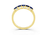 Yellow gold Princess Cut Five-Stone Blue Sapphire Band with Prong Setting_9