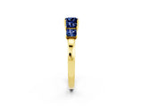 Yellow gold Princess Cut Five-Stone Blue Sapphire Ring with Classic Prong Setting_8