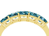 Yellow gold Princess Cut Five-Stone Blue Topaz Band with Prong Setting_10
