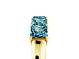 Yellow gold Princess Cut Five-Stone Blue Topaz Band with Prong Setting_11