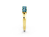 Yellow gold Princess Cut Five-Stone Blue Topaz Band with Prong Setting_8
