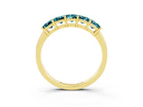 Yellow gold Princess Cut Five-Stone Blue Topaz Band with Prong Setting_9