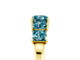 Yellow gold Princess Cut Five-Stone Blue Topaz Ring with Classic Prong Setting_11