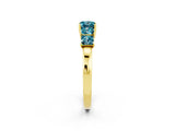 Yellow gold Princess Cut Five-Stone Blue Topaz Ring with Classic Prong Setting_8
