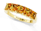 Yellow gold Princess Cut Five-Stone Citrine Band with Prong Setting_7