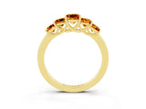 Yellow gold Princess Cut Five-Stone Citrine Ring with Classic Prong Setting_6
