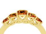 Yellow gold Princess Cut Five-Stone Citrine Ring with Classic Prong Setting_7