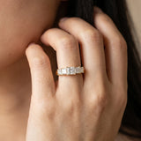 Yellow gold Princess Cut Five-Stone Diamond Ring with Classic Prong Setting_123