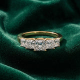 Yellow gold Princess Cut Five-Stone Diamond Ring with Classic Prong Setting_124