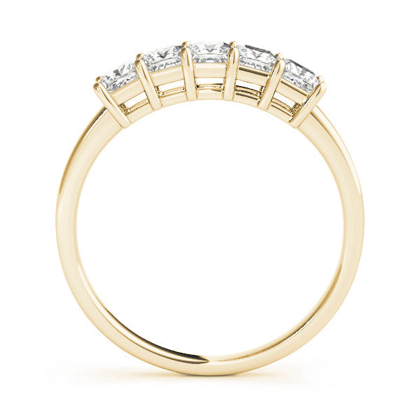 Yellow gold Princess Cut Five-Stone Diamond White Gold Band with Prong Setting 1