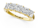 Yellow gold Princess Cut Five-Stone Diamond White Gold Band with Prong Setting_115