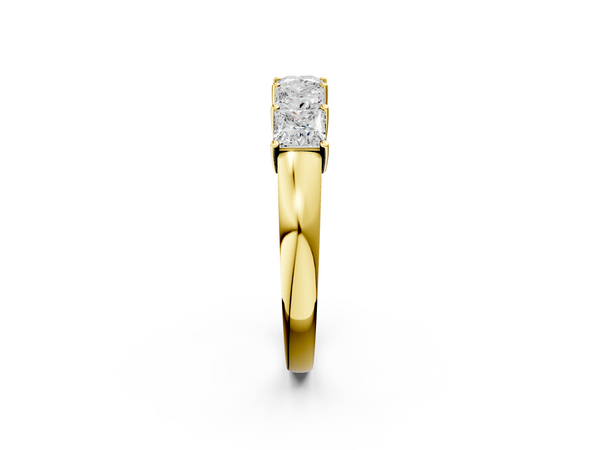 Yellow gold Princess Cut Five-Stone Diamond Band with Prong Setting